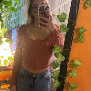 Women's Pink Long Sleeve Top